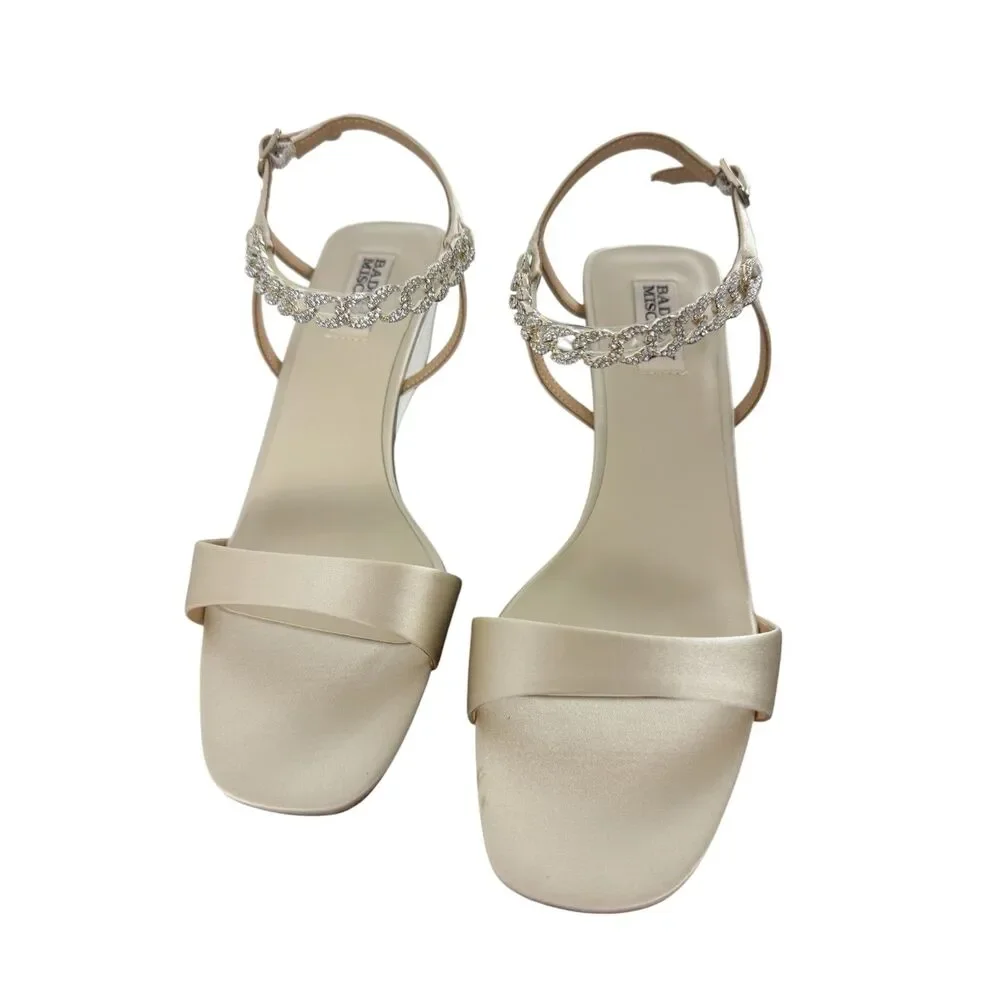 Badgley Mischka Wedge Sandals Cream Size 8